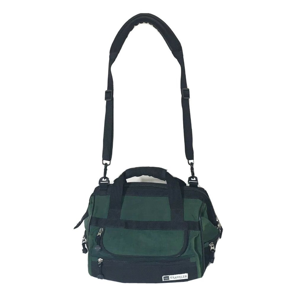 LL Bean Vtg Traveler Bag Duffel Canvas Forest Green 15x11